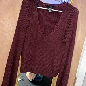 Cropped Maroon Sweater with bell sleeves